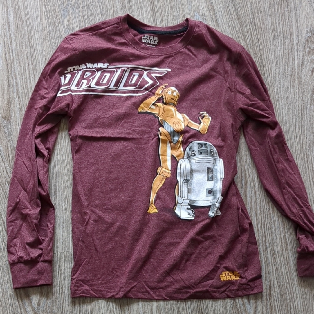 Star Wars Unisex Medium Adult Droid T Shirt Long Sleeve C3P0 R2D2
